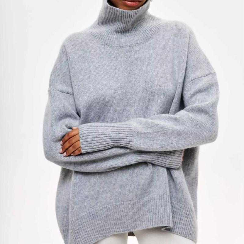 Nora Women's Oversized Sweater | Soft Knit, High Mock Neck