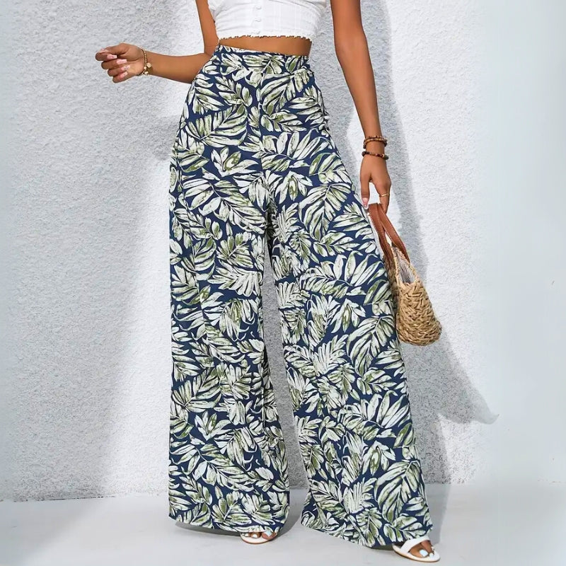 Leya Women's White Linen Wide-Leg Pants | Feather-Light Fabric, High-Waist Design