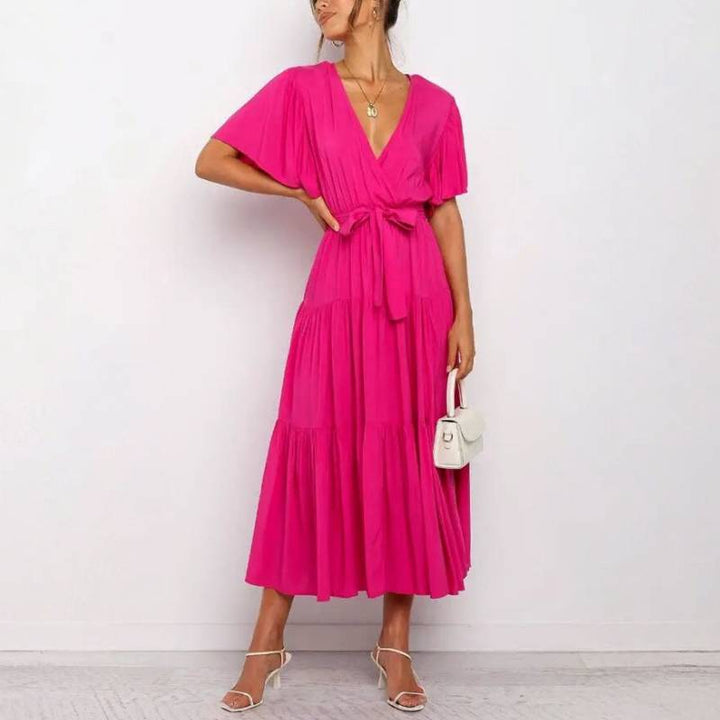 Lia Women's Maxi Dress | Elegant Long Sleeve with Cinched Waist