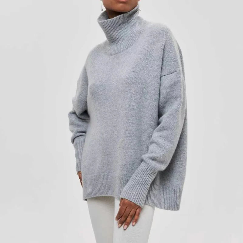 Nora Women's Oversized Sweater | Soft Knit, High Mock Neck