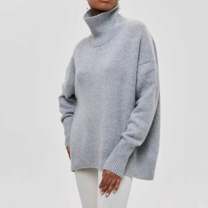 Nora Women's Oversized Sweater | Soft Knit, High Mock Neck
