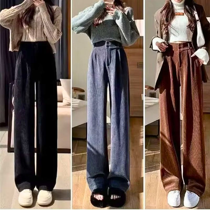Cleo Women's Wide Leg Pants | Plush Velvet, High-Waisted