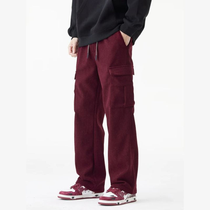 Sleek Men's Cargo Pants | Durable Corduroy with Fleece Lining
