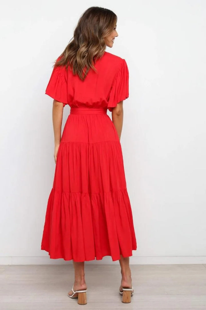 Lia Women's Maxi Dress | Elegant Long Sleeve with Cinched Waist