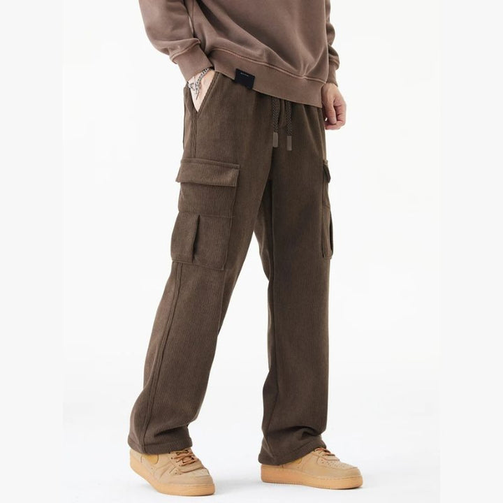 Sleek Men's Cargo Pants | Durable Corduroy with Fleece Lining