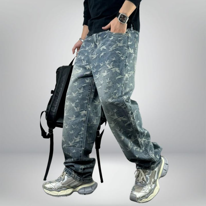 Falco Men's Jeans | Jacquard Fabric, Baggy Fit
