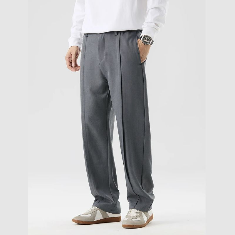 Harrison Men's Casual Pants | Stretch Fabric, Pleated Design