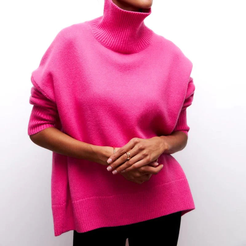 Nora Women's Oversized Sweater | Soft Knit, High Mock Neck