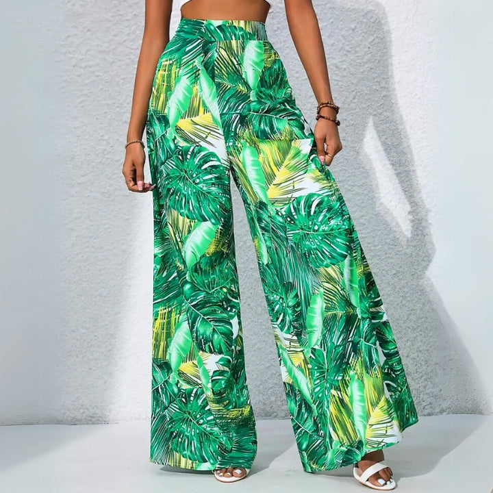 Leya Women's White Linen Wide-Leg Pants | Feather-Light Fabric, High-Waist Design