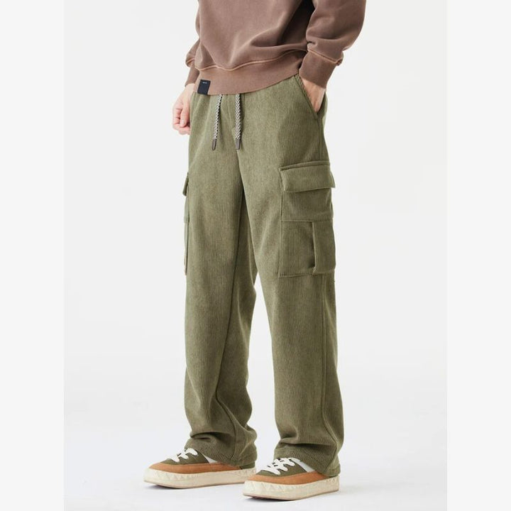 Sleek Men's Cargo Pants | Durable Corduroy with Fleece Lining