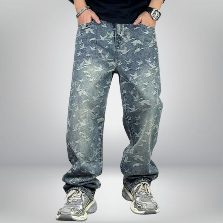 Falco Men's Jeans | Jacquard Fabric, Baggy Fit