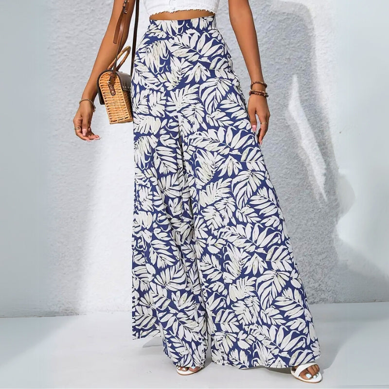Leya Women's White Linen Wide-Leg Pants | Feather-Light Fabric, High-Waist Design