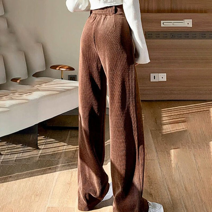 Cleo Women's Wide Leg Pants | Plush Velvet, High-Waisted