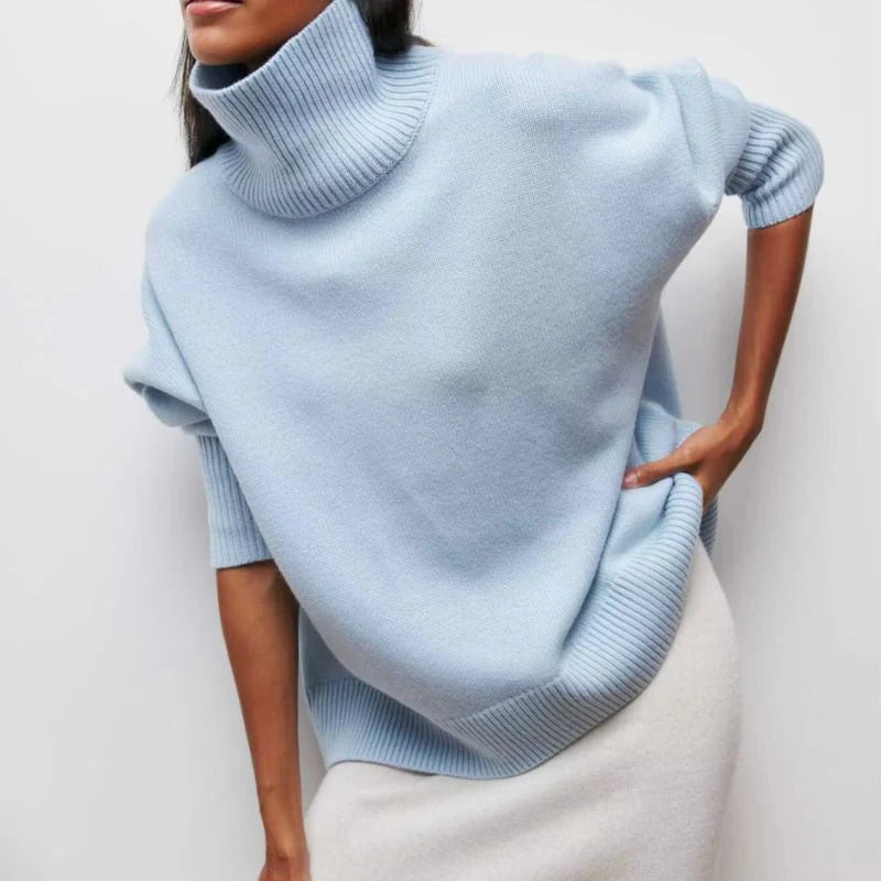 Nora Women's Oversized Sweater | Soft Knit, High Mock Neck