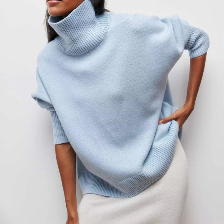 Nora Women's Oversized Sweater | Soft Knit, High Mock Neck