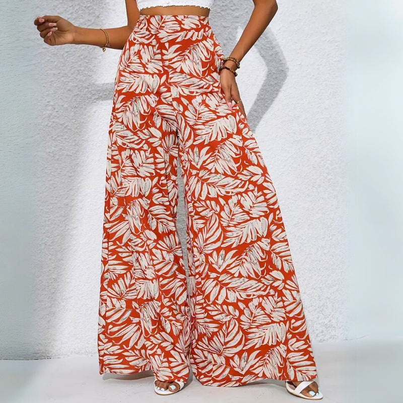 Leya Women's White Linen Wide-Leg Pants | Feather-Light Fabric, High-Waist Design