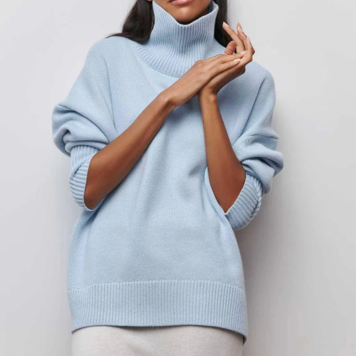Nora Women's Oversized Sweater | Soft Knit, High Mock Neck