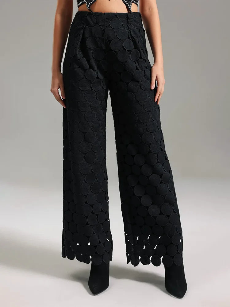 Jade Women's Pants | High-Waist Polka Dot Design