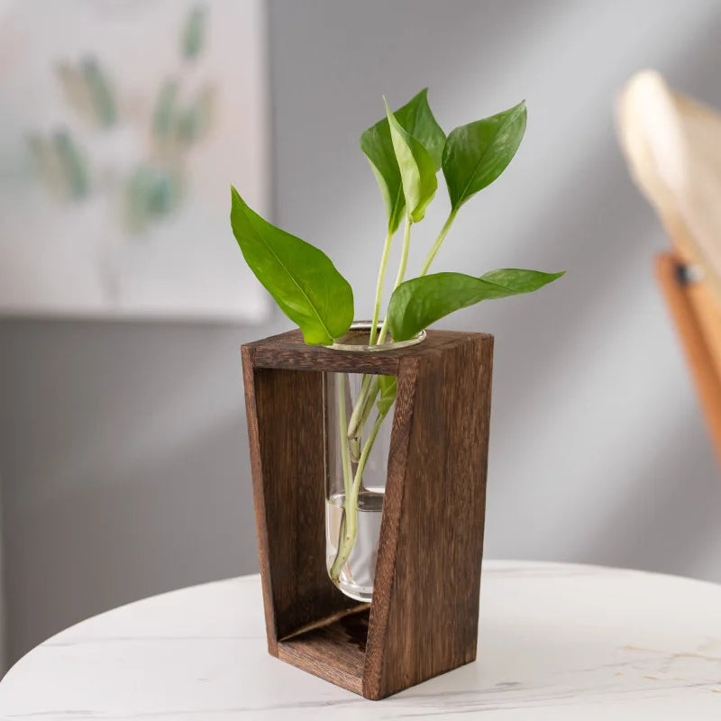 Elderon Wooden Vase | Minimalist Hydroponic Display