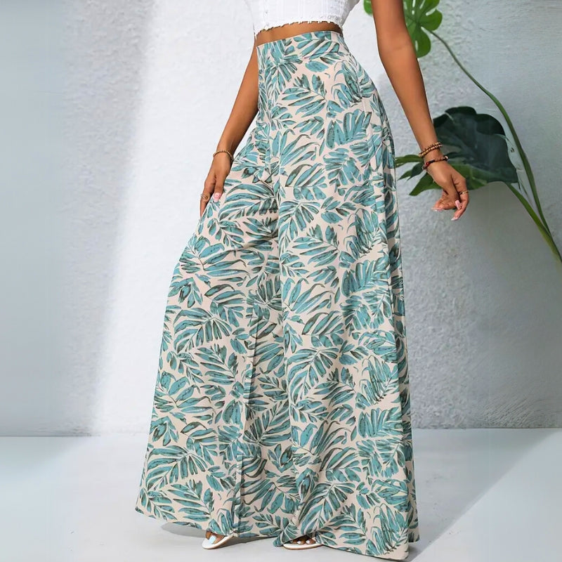 Leya Women's White Linen Wide-Leg Pants | Feather-Light Fabric, High-Waist Design