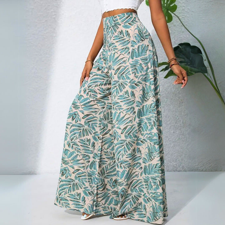Leya Women's White Linen Wide-Leg Pants | Feather-Light Fabric, High-Waist Design