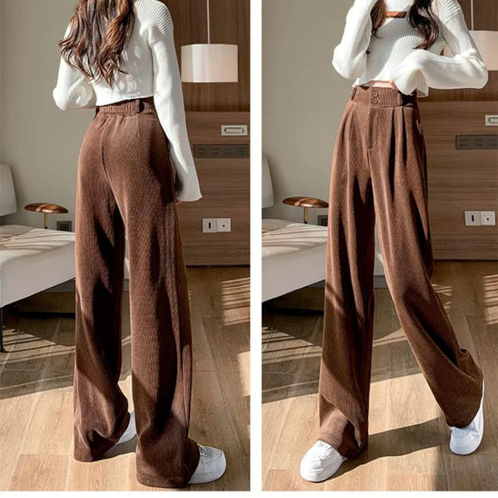 Cleo Women's Wide Leg Pants | Plush Velvet, High-Waisted