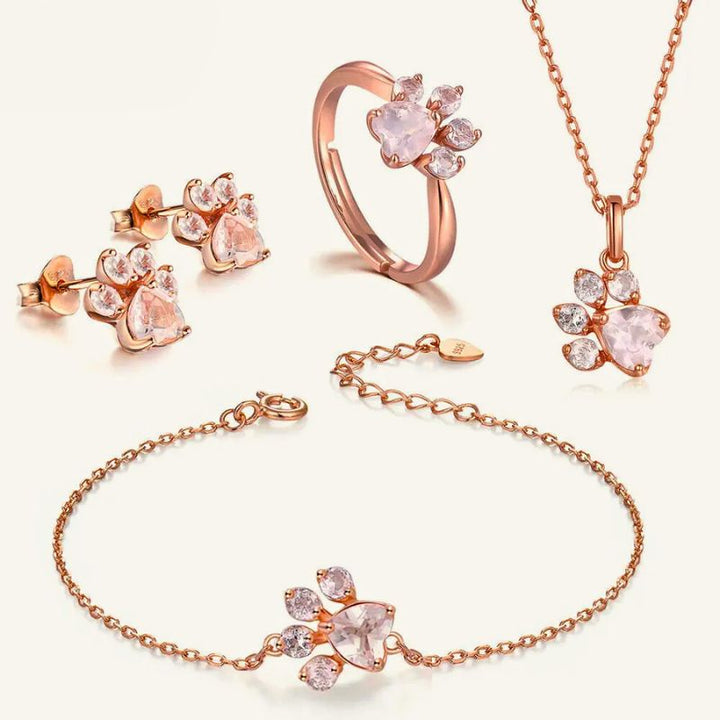 Rosa Women's Jewelry Set | Sterling Silver, Rose Gold & Rose Quartz