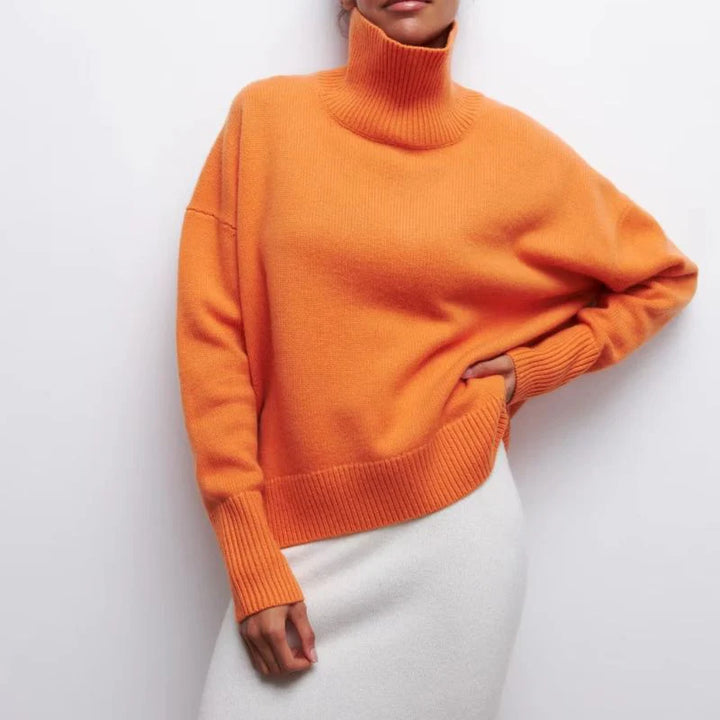 Nora Women's Oversized Sweater | Soft Knit, High Mock Neck