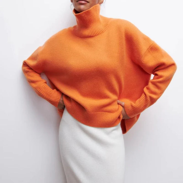 Nora Women's Oversized Sweater | Soft Knit, High Mock Neck