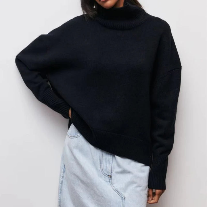 Nora Women's Oversized Sweater | Soft Knit, High Mock Neck