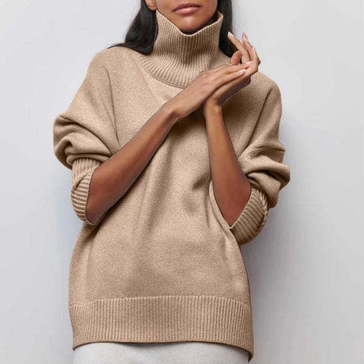 Nora Women's Oversized Sweater | Soft Knit, High Mock Neck