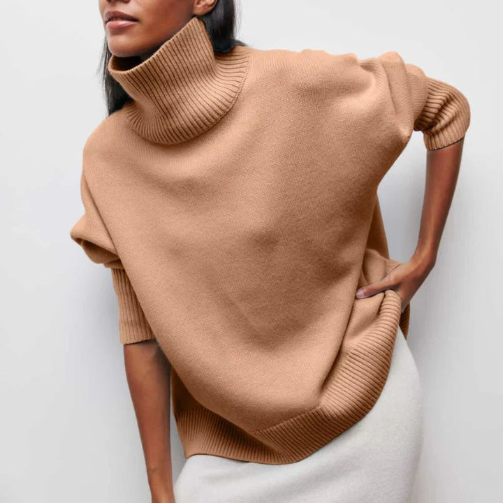 Nora Women's Oversized Sweater | Soft Knit, High Mock Neck