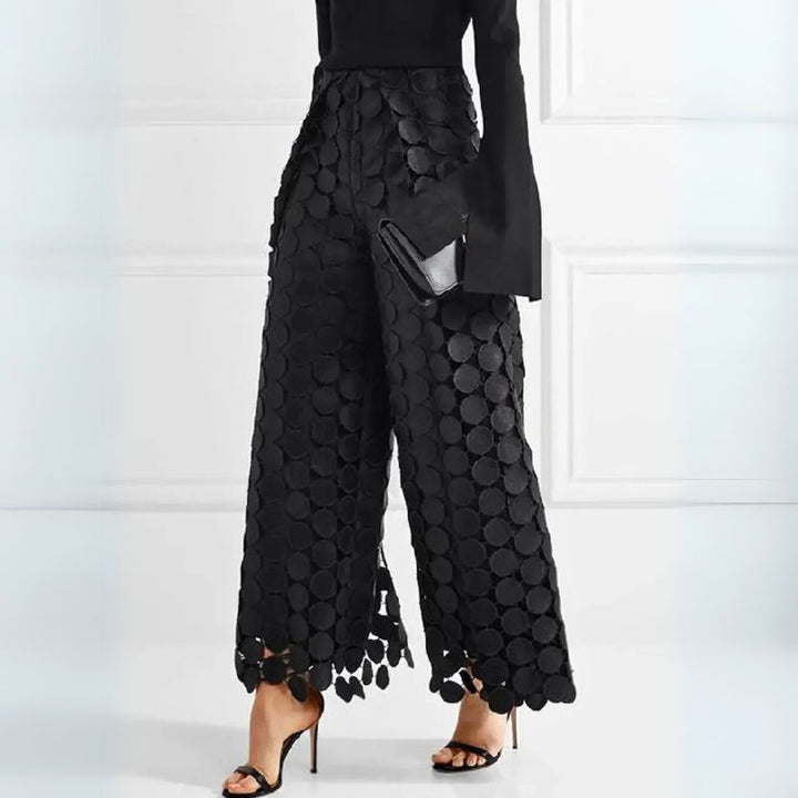 Jade Women's Pants | High-Waist Polka Dot Design