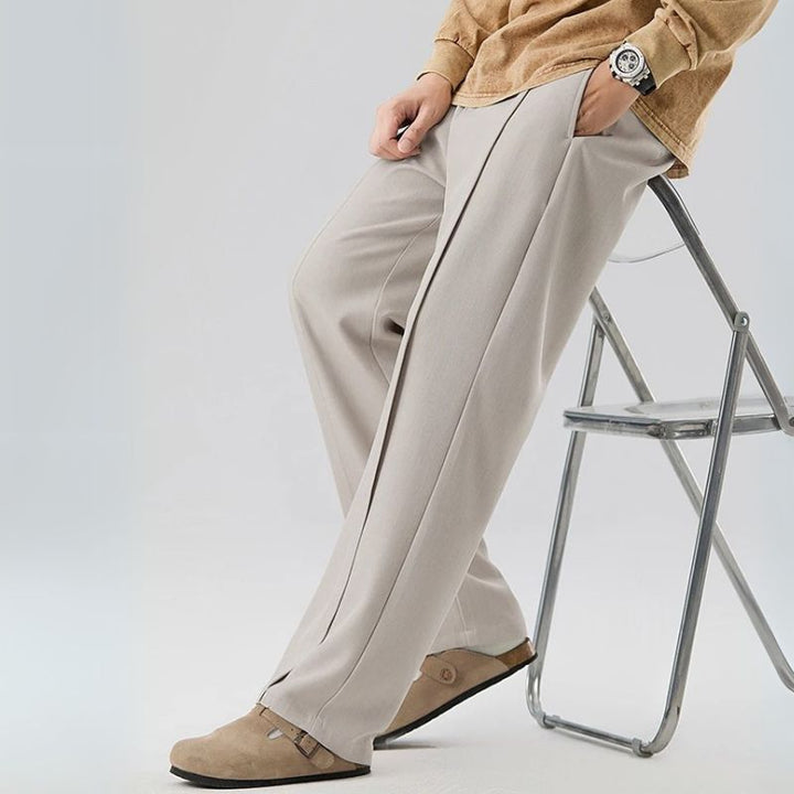 Harrison Men's Casual Pants | Stretch Fabric, Pleated Design