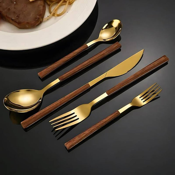 Noble Midnight Dining Set | Premium Stainless Steel, Elegant Midnight Gold Finish