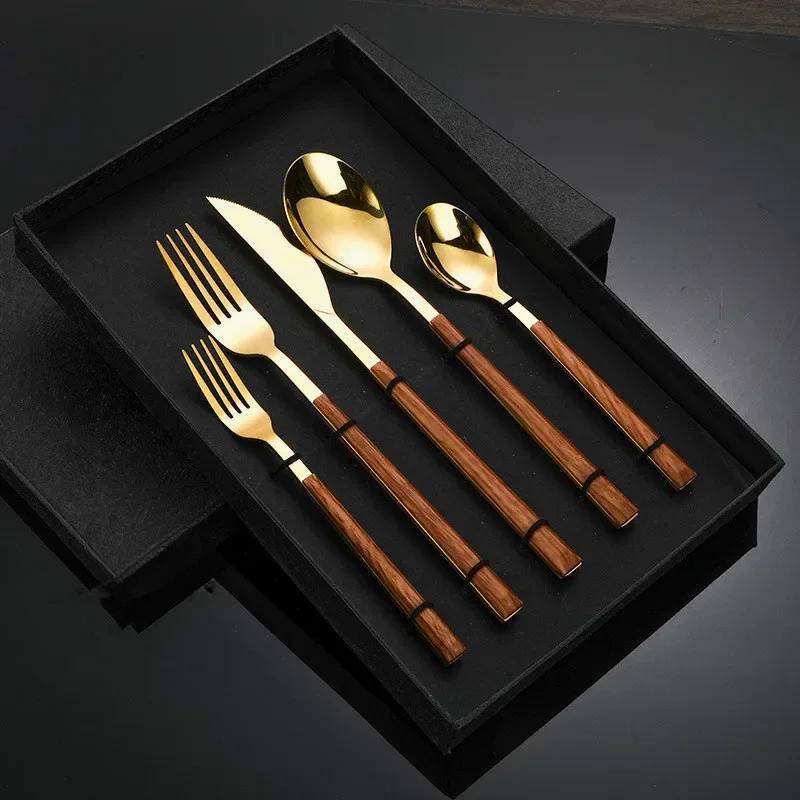 Noble Midnight Dining Set | Premium Stainless Steel, Elegant Midnight Gold Finish