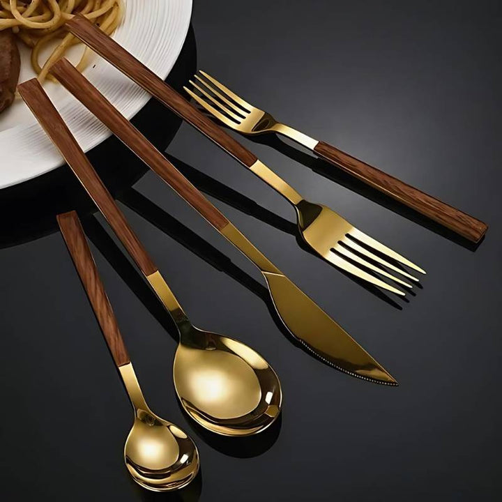 Noble Midnight Dining Set | Premium Stainless Steel, Elegant Midnight Gold Finish