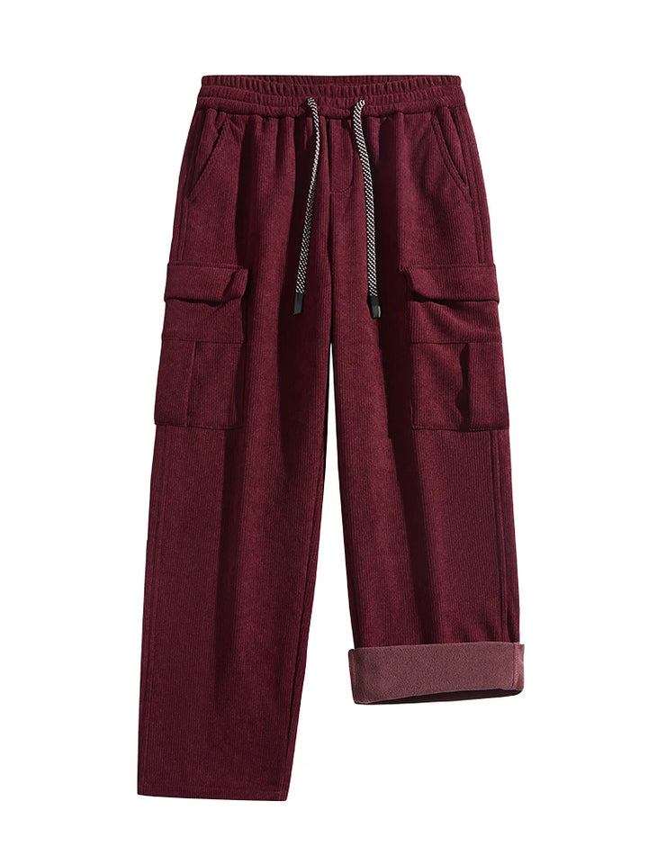 Sleek Men's Cargo Pants | Durable Corduroy with Fleece Lining