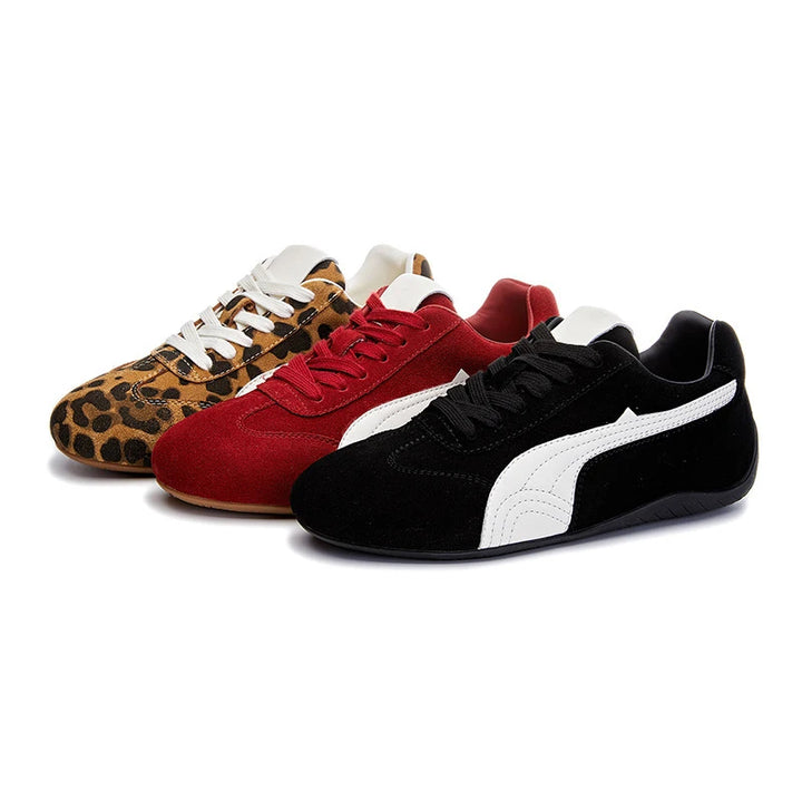 Bella Women's Sneakers | Breathable Cow Suede, Lightweight Leopard Print