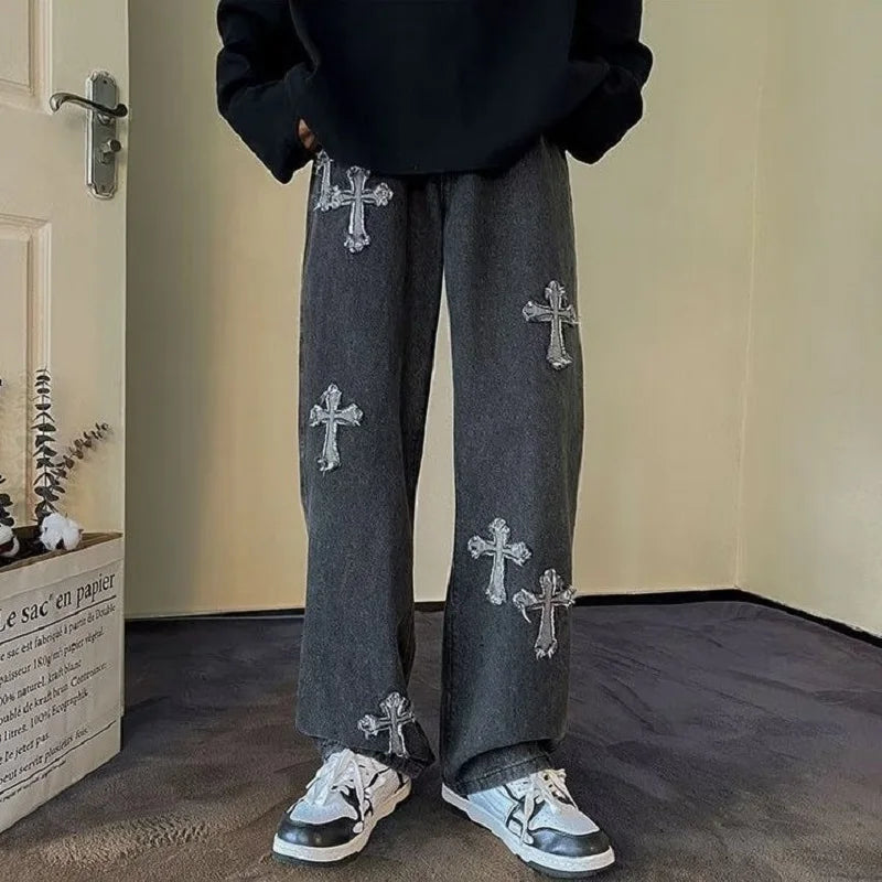 Tide Men's High Street Jeans | Y2K American Retro Style