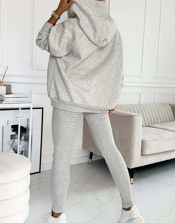 Women's 3 Piece Sports & Leisure Set | Hooded Sweatshirt, Thickened Slim Fit Vest & Pants Streetwear Suit