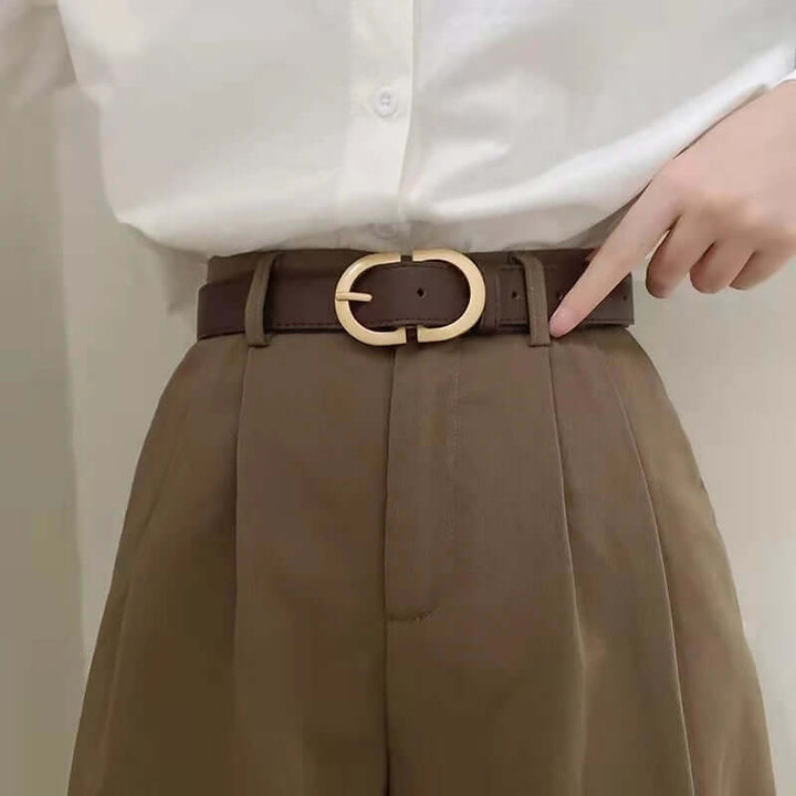 Evelyn Women's Black Leather Belt | Stylish Metal Buckle, Adjustable