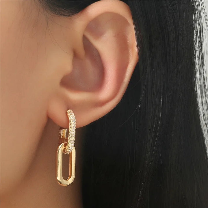 Rachelle Women's Gold Hoop Earrings | Retro Edgy Design, Lightweight