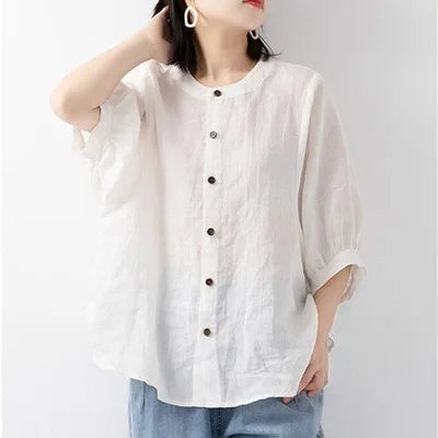 Cora Women's Shirt | Relaxed Fit Linen Blouse, Breathable & Comfortable