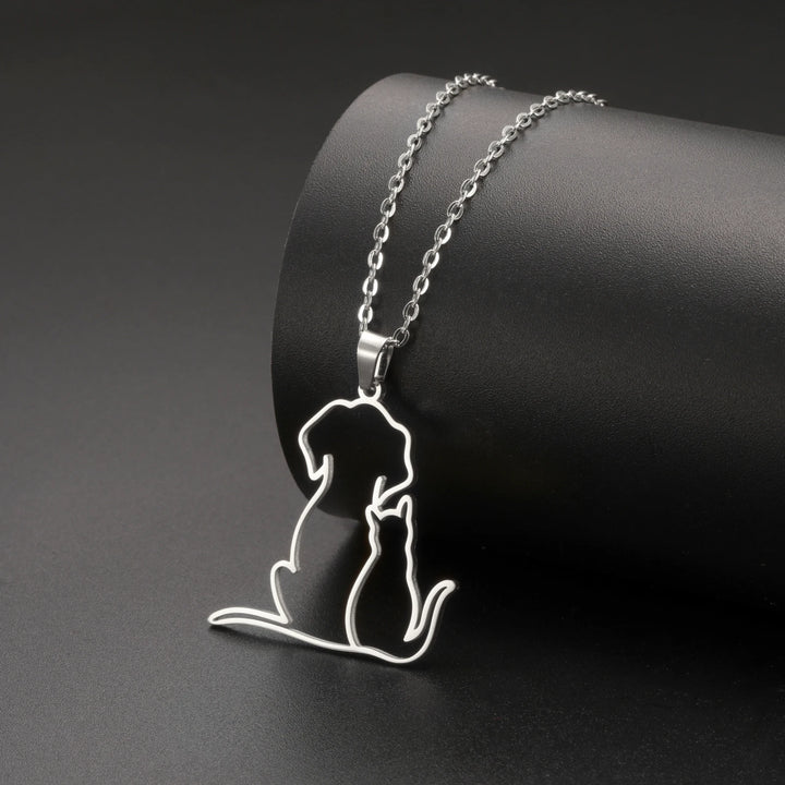 Paws Women's Necklace | Stainless Steel Hugging Cat Design