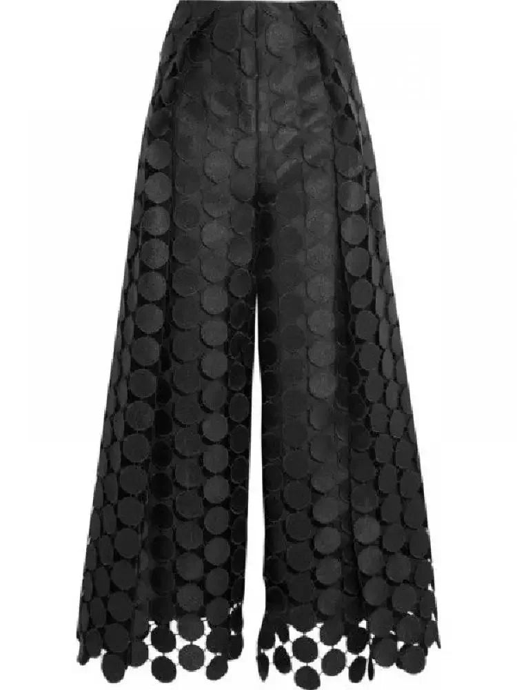 Jade Women's Pants | High-Waist Polka Dot Design