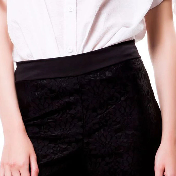 Ava Women's Wide Leg Pants | Sheer Lace Accents, Elegant Design