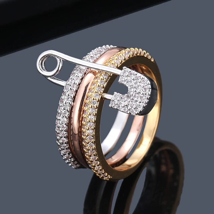 Ava Women's Linked Ring | Three-Layered Design