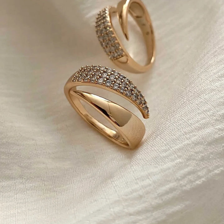 Penny Women's Embrace Ring | Natural Stone Inlay, Trendy Hollow Metal Design