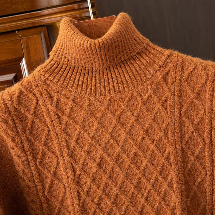 Pablo Men's Turtleneck Sweater | High-Quality Wool Blend, Cable-Knit Design